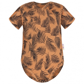 Baby Nellys Bavlněné body krátký rukáv, Palmy - medové, vel. 80; 80 (9-12m)