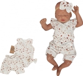 Zavinovací body s volánkem, kraťasy + čelenka mušelín, 3D, Z&Z Květinky, smetanové, vel.80; 80 (9-12m)
