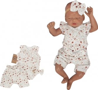 Zavinovací body s volánkem, kraťasy + čelenka mušelín, 3D, Z&Z Květinky, smetanové, vel.80; 80 (9-12m)