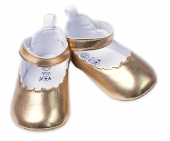 Kojenecké capáčky, balerínky YO! na suchý zip, zlaté, vel. 9-15 m; 74/80 (9-12m)