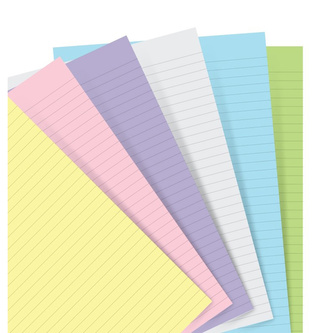 Filofax, Papíry pro diáře, linkované, osobní, mix pastelových barev