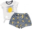 Dívčí triko+kraťasy 2D sada, Citrónky, Mrofi, bílá/modrá; 68 (3-6m)