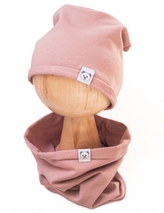 Čepice s nákrčníkem bavlna, Little Bear, Baby Nellys, pudrová; 86/92 (18-24m)