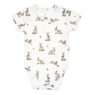 Kojenecké body kr. rukáv bavlna Rabbit, Nicol, bílé, vel. 74; 74 (6-9m)