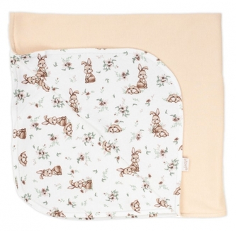 Dětská oboustranná bavlněná deka Nicol, Bunny, 74 x 74 cm, béžovo/krémová