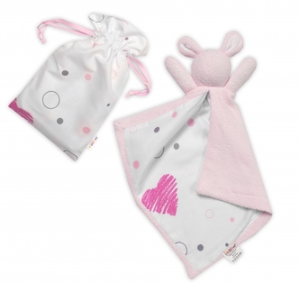 Mazlík, přítulníček Zajíček, froté + bavlna, I love Girl Baby Nellys, růžová