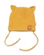 Baby Nellys Bavlněná dvouvrstvá čepice s oušky na zavazování FOX - hořčicová, vel. 80/86; 80/86 (12-18m)