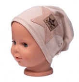 Dětská čepice bavlna, Baby Star, Baby Nellys, béžová; 80/86 (12-18m)