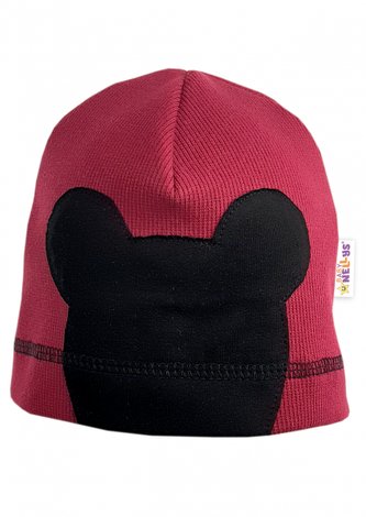 Baby Nellys Jarní, podzimní čepice Mouse, vínová, vel. 4/6 let; 104-116 (4-6r)