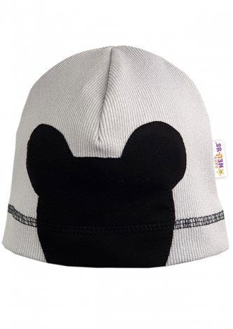 Baby Nellys Jarní, podzimní čepice Mouse, sv. šedá, vel. 2/4 let; 98-104 (2-4r)
