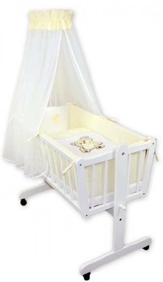 NELLYS Výbava do kolébky - Medvídek mašlička krémová/bílá