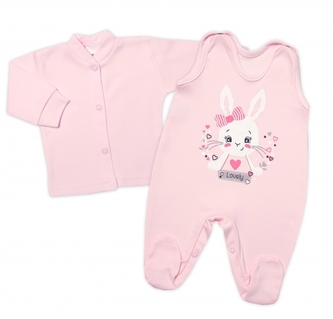 2-dílná soupravička G-baby košilka + dupačky Lovely Baby, světle růžová, vel. 62; 62 (2-3m)