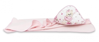 Dětská termoosuška s kapucí, Míša Baletka, 100 x 100 cm - růžová