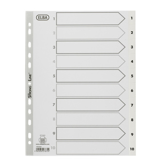 Elba, Rejstřík Strongline, PP, A4, 1-10, bílá
