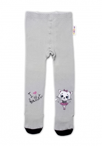 Baby Nellys Bavlněné punčocháče Kočička - šedé, vel. 104/110; 104/110 (3-5r)