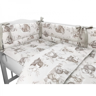 3-dílná sada Mantinel s povlečením - Pohoda v lese, béžová; 120x90