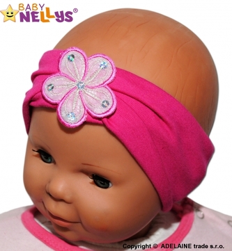 Čelenka Baby Nellys ® s květinkou - malinová, 80/92; 80-92 (12-24m)