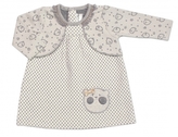 Kojenecké šatičky s bolerkem Lovely Teddy, Minetti - ecru/šedé; 56 (1-2m)