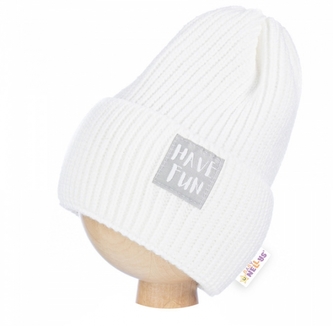 Detská zimní čepice Have Fun - bílá, BABY NELLYS; 62-74 (3-9m)
