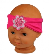 Čelenka Baby Nellys ® s květinkou a flitry - malinová, 80/92; 80-92 (12-24m)