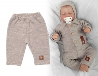 Pletené kalhoty Hand Made Boy, Baby Nellys, béžové, vel. 62; 62 (2-3m)