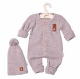 Baby Nellys 2-dílná sada Pletený overálek STAR + čepice Hand Made, béžový, vel. 80/86; 80/86 (12-18m)