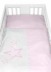 Baby Nellys Povlečení do postýlky Baby Stars - růžové, vel. 135x100 cm; 135x100