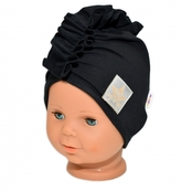 Baby Nellys Jarní/podzimní bavlněná čepice - turban, černá, 44-48 cm, vel. 80/86; 80/86 (12-18m)