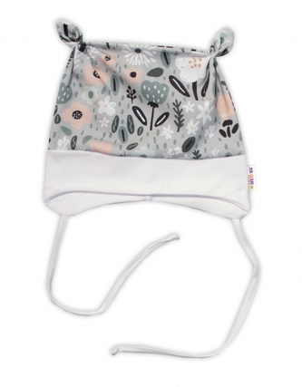 Baby Nellys Kojenecká čepička uzlíček na zavazování - Palouček, mátová, vel. 68/74; 68/74 (6-9m)