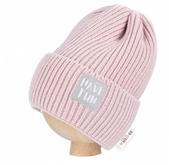 Detská zimní čepice Have Fun - pudrová; 62-74 (3-9m)