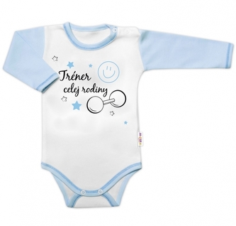 Body dlouhý rukáv s vtipným textem Baby Nellys, Trenér celej rodiny, vel. 62; 62 (2-3m)