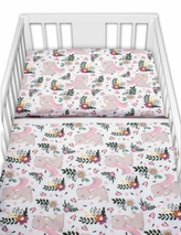 Baby Nellys 2-dílné bavlněné povlečení Králíček na louce - růžová, bílá, 135x100 ; 135x100