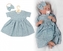 Mušelínové šatičky + čelenka 2-dílná sada Dino, Baby Nellys, mátové, vel. 80; 80 (9-12m)