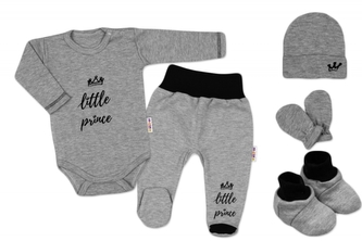 5-ti dílná soupravička do porodnice Little Prince, vel. 62 - šedá; 62 (2-3m)