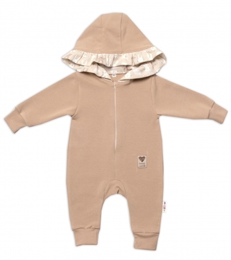 Teplákový overal s kapucí a volánkem, New Bunny - cappuccino, vel. 86; 86 (12-18m)