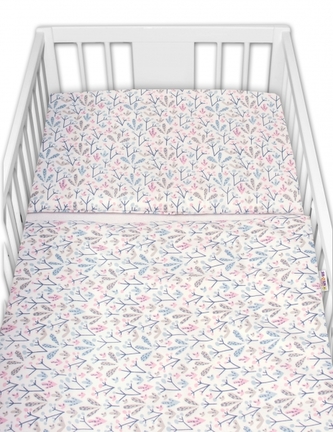 Baby Nellys 3-dílná sada, mantinel s povlečením Kalina - bílá, 135x100 cm; 135x100