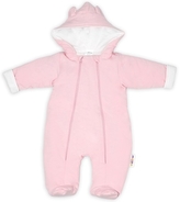 Zimní kombinézka s dvojitým zapínáním, s kapucí a oušky, sv. růžová, Baby Nellys; 56 (1-2m)