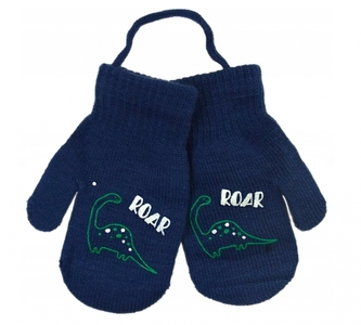 Zimní chlapecké rukavičky se šňůrkou Roar Dino - granátové, vel. 110; 110 (4-5r)