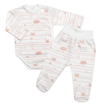 Zavinovací body + polodupačky Dog & Cat, 2D sada, bílá/béžová; 56 (1-2m)