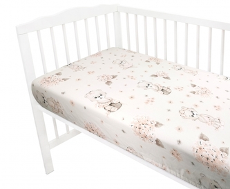 Dětské bavlněné prostěradlo do postýlky, Míša Baletka - pudrová, 140 x 70 cm; 140x70