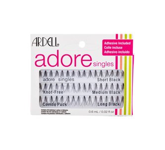 Ardell Adore trsové řasy 16 ks Short Black + trsové řasy 16 ks Medium Black + trsové řasy 16 ks Long Black + lepidlo na řasy 0,6 ml