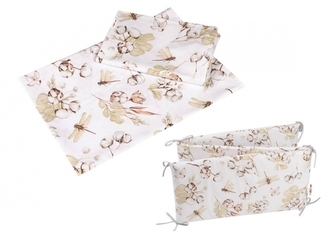 3-dílná sada Mantinel s povlečením COTTON Premium, bílá/béžová; 120x90