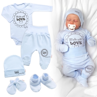 Soupravička do porodnice 5D Made with love, Baby Nellys - modrá, vel. 62; 62 (2-3m)