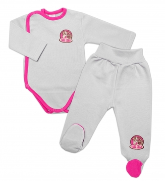 2-dílná sada G-baby body dl. rukáv zap. bokem + polodupačky Pony Farm, šedá; 56 (1-2m)