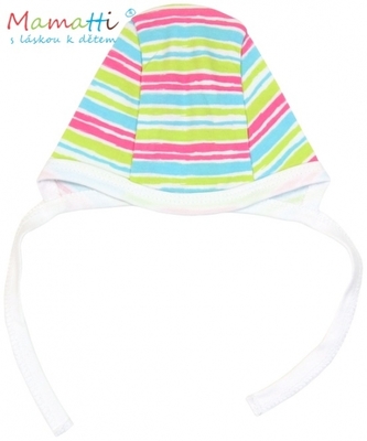 Čepička Mamatti - CAT- barevné proužky, vel. 62; 62 (2-3m)