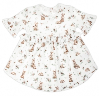 Šatičky krátký rukáv s volánky, Nicol, Bunny - krémové, vel. 104; 104 (3-4r)