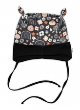 Kojenecká čepička uzlíček na zavazování - Palouček, grafit, vel. 68/74; 68/74 (6-9m)