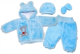 Baby Nellys Chlupáčkový komplet Welsoft Teddy vel. 86 - modrý; 86 (12-18m)