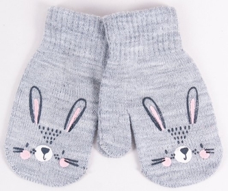 Zimní dívčí rukavičky se šňůrkou Králíček - šedé, vel. 110; 110 (4-5r)