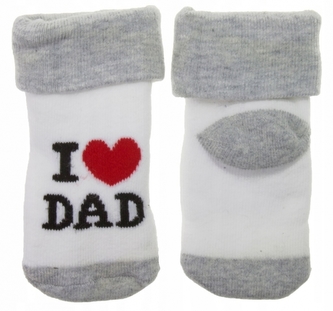 Kojenecké froté bavlněné ponožky I Love Dad, bílé/šedé 80/86; 80/86 (12-18m)